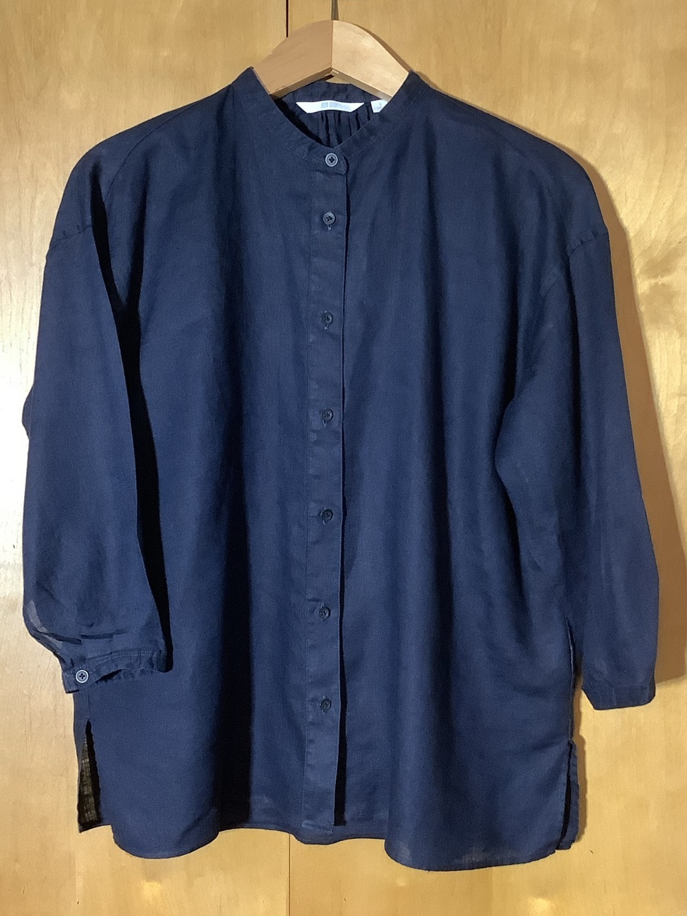 Uniqlo navy linen blouse, size small